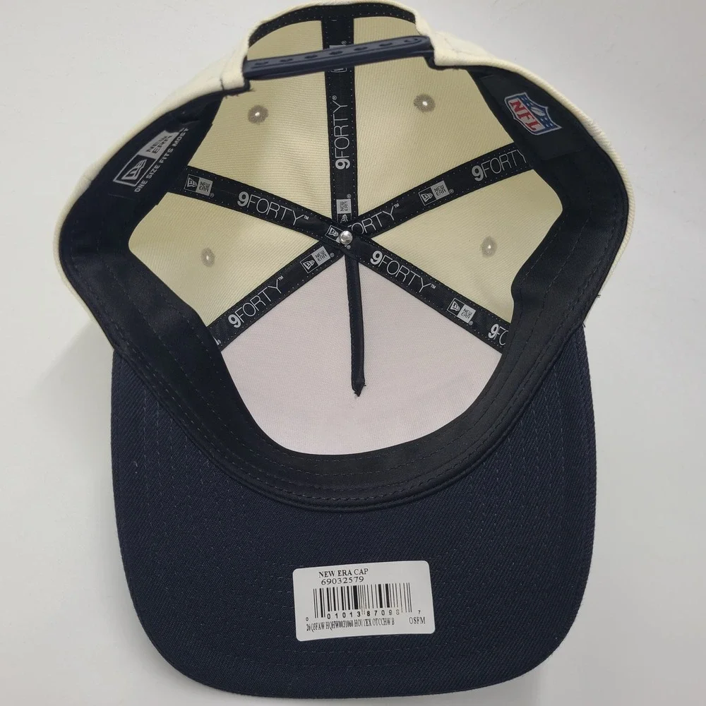 Women Houston Texans Hat Snapback New Era 9Forty Cream Blue NFL Football M-Crown